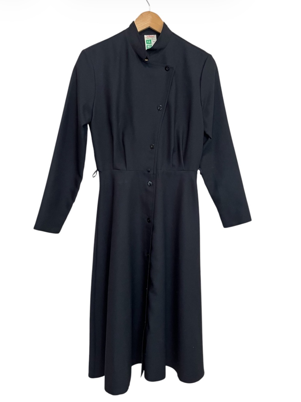Vintage St. Michael Women's Long Sleeve Button-Front Flared Skirt Midi Dress